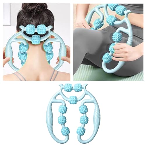 HEEPDD 9-Wheel Muscle Roller Massager, Deep Tissue Foam Roller for Thigh, Arms, Leg, Waist, Sky Blue - color: Sky Blue