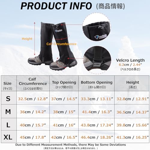 Azarxis Hiking Gaiters for Outdoor Hunting Walking Backpacking Women Men Ankle Leg Guard Boot Legging Cover Snow Waterproof - color: #01 Dark Grey