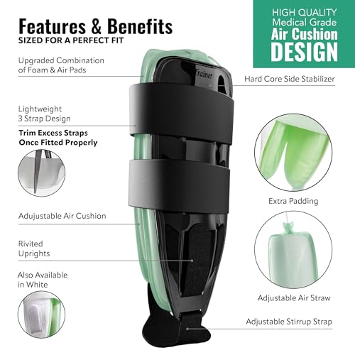 AnklePro Air Cushion Stirrup Ankle Brace, 3-Strap, Reg. - Black - color: Black, size: Regular