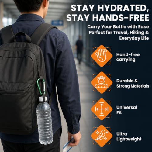 Iconikal 2-Pack Plastic Water Bottle Holder Rubber Grip Aluminum Carabiner