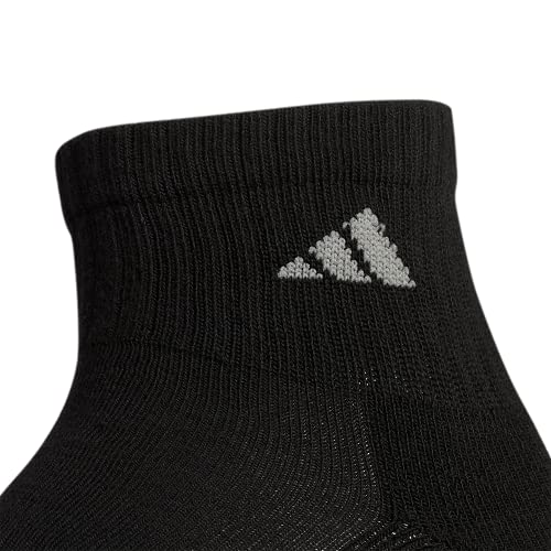 adidas Men's Athletic Cushioned Quarter Ankle Socks 6 Pairs - color: Black/Aluminum 2, size: Medium