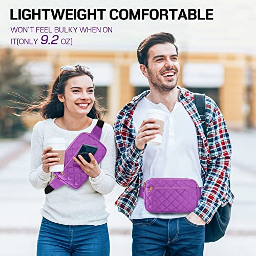 CXWMZY Fashion Fanny Packs for Women & Men, Girls Boys Teens Waist Bag Hip Bum Bag Cute Fanny Pack Casual Bum Bag with Multi-Pockets Adjustable Belts for Disney Traveling Cycling Running (Purple) - color: Purple