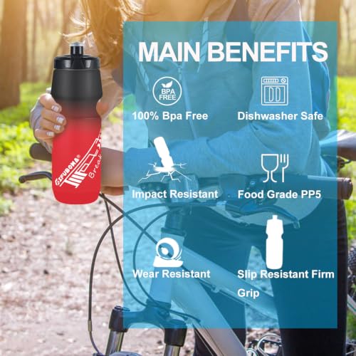 Bike Water Bottle 750ml, 2 Pack, Dishwasher Safe - color: Black/White+Black/Red, size: 2‑Pack
