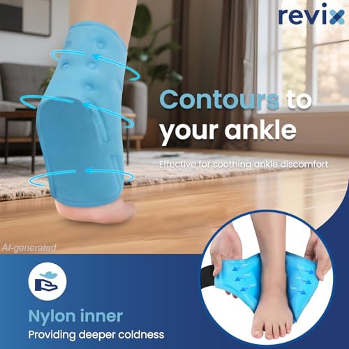 REVIX Ankle Ice Pack Wrap for Plantar Fasciitis & Foot Pain Relief - style: Blue-1 Pack