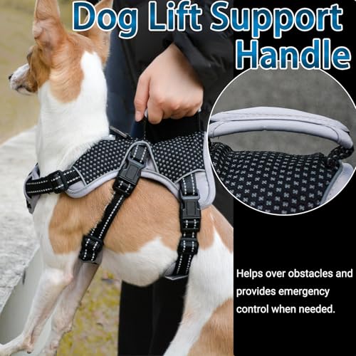 Escape Proof Dog Harness, No Escape No Pull Reflective Dog Harness with Durable Handle, Adjustable Heavy Duty Vest for Small Medium Large Dogs, Walking and Training (Black,XL) - color: Black, size: XL (Pack of 1)