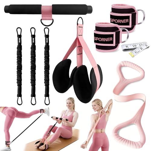 HIMESPORNER Pedal Resistance Band with Handle & Ankle Straps, Figure 8 Band