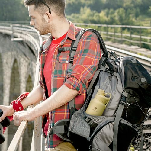 IDEUS Insulated Stainless Steel Water Bottle with 2 Leak-Proof Lids, Thermal Water Flask for Hiking Biking, 32oz, Light Yellow - color: Light Yellow, size: 32 Ounces