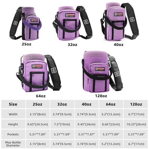 NATURE PIONEOR 26-128 oz Insulated Water Bottle Carrier Holder with Strap - color: Purple, size: 64oz