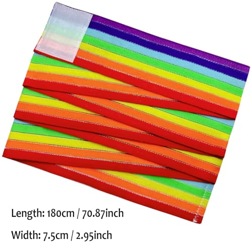 Extra Long Elastic Knee Wrap Compression Bandage Brace Support for Legs, Plantar Fasciitis, Stabilising Ligaments, Joint Pain, Squat, Basketball, Running, Tennis, Soccer, Football, Volleyball (Rainbow) - color: Rainbow
