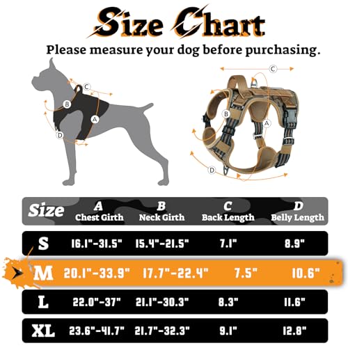 rabbitgoo Tactical Dog Harness Medium Sized, No Pull Service Pet Vest - color: Desert Camo, size: M(chest:20.1"-33.9",neck:17.7"-22.3",back:7.5")