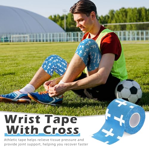 TrelaCo 1 Pcs Cross Wrist Tape Christian Athletic Tape, Blue - color: Blue