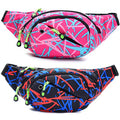 Fanny Pack Fashion Waist Chest Bag Adjustable Belt Chest Shoulder Pack Casual Bag Bum Bags Hip Pouch for Women Men Running Hiking Fitness Cycling Beach Travel Concert Festival (2 pack pink + black) - color: 2 pack pink + black