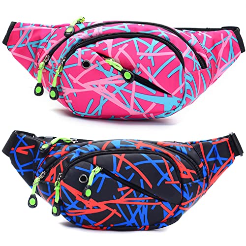 Fanny Pack Fashion Waist Chest Bag Adjustable Belt Chest Shoulder Pack Casual Bag Bum Bags Hip Pouch for Women Men Running Hiking Fitness Cycling Beach Travel Concert Festival (2 pack pink + black) - color: 2 pack pink + black