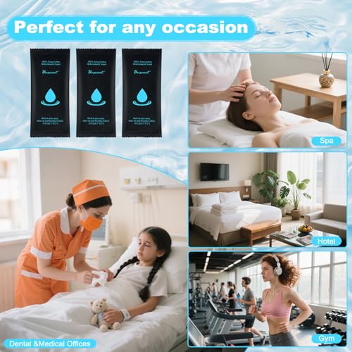 Hot or Cold Moist Cotton Towel Bulk Moist Towelettes Individually Wrapped - size: 1 Count (Pack of 100)