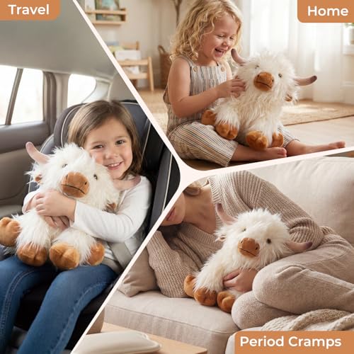 Microwavable Highland Cow Stuffed Animals, Heatable & Coolable Plush Toys - style: A-White Highland Cow