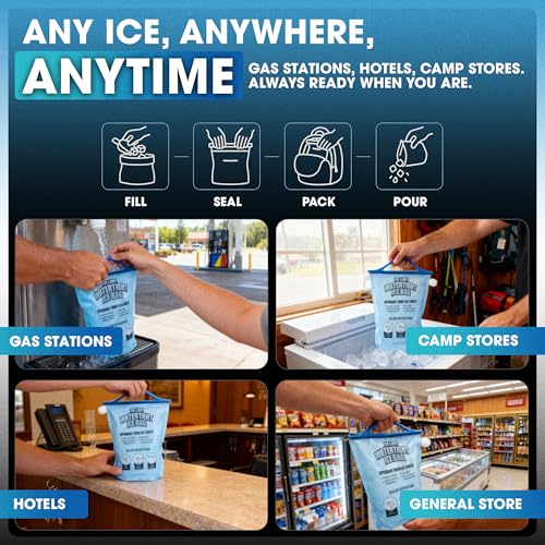 Large Leakproof Ice Bag. Reusable Ice Pack for Cooler - Long Lasting Instant Cooler Ice Packs - Drop in Cubed Ice to Make Cold, Dry Freezer Packs for Coolers - Drink Your Ice When It Melts - size: Large (96 fl oz) / 2 Pack