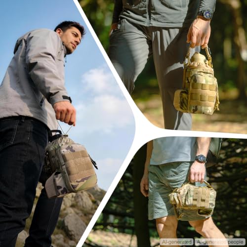ONETIGRIS Tactical MOLLE Water Bottle Holder 40-64oz with Phone Pocket - color: Camo