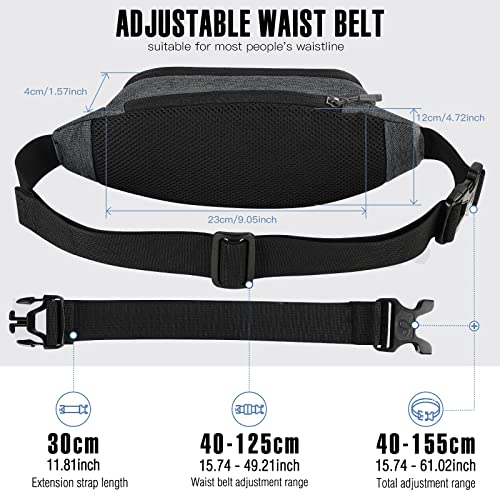 WATERFLY Small Fanny Pack Crossbody Lightweight Waist Bag for Woman Man - color: B-Grey