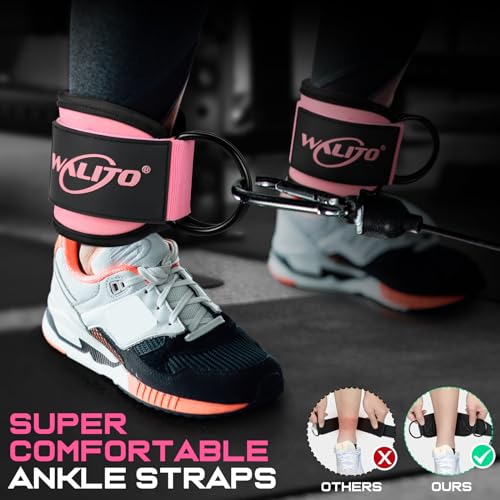 Ankle Straps for Cable Machines, Leg Straps for Glute Kick Back Accessories - color: Black Pink