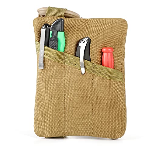 FRTKK 2 Pack Tactical Compact EDC Pouches Military Molle Utility Pouch Accessories Organizer Pouch Coin Purse Keychain Pocket Credit Card Holder Waist Pack - color: Tan 3