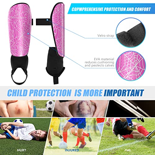 Shin Guards Soccer Youth Kids Boys Girls Toddler Shin Pads Child EVA Cushion Protection Reduce Shocks Injurie Calf Protective Gear Suitable for 4 5 6 7 8 9 10 11 12 Years Old - color: Pink Ankle, size: Medium
