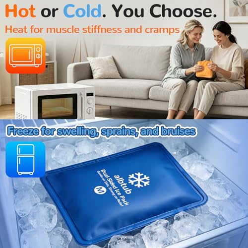 Dual-Sided Ice Pack for Injuries Reusable, 8"×12" Soft Gel Cold Compress - size: Standard M