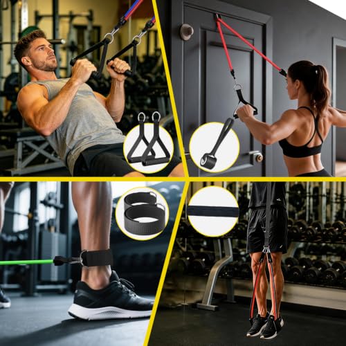 WHATAFIT Resistance Bands with Handles, 150 lb Exercise Bands Set - color: Various