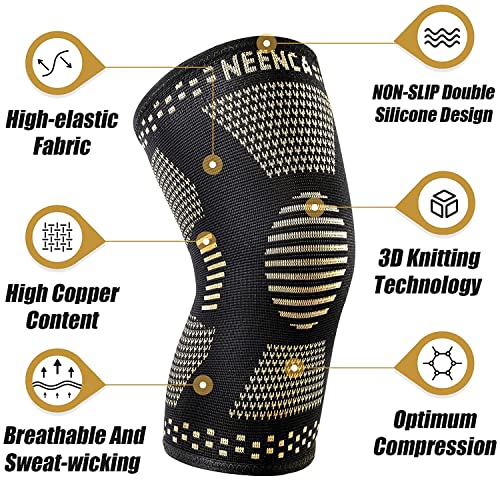 NEENCA Copper Knee Braces for Women Men Pain Relief-2 Pack Knee Sleeves Set - size: XXX-Large