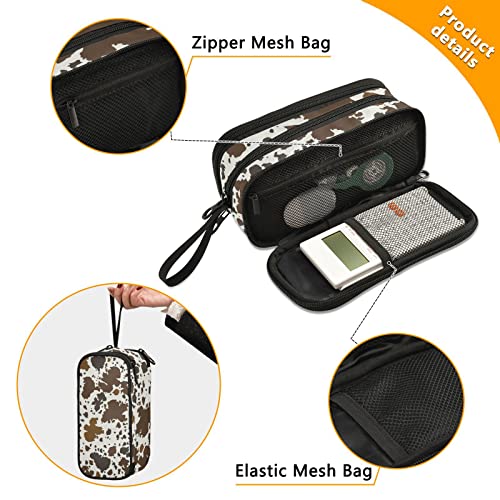 Fisyme Cow Print Brown Pencil Case Large Capacity Pen Box Makeup Pouch Holder Organizer Stationery Bag for School Office College Traval Adult - color: Multicolor-12