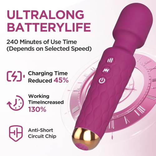 Personal Massager - 4H Max Runtime & Ultra-Quiet - Waterproof - 20 Modes 8 Speeds for Deep Tissue Back Massage, Post-Workout Recovery and Neck Muscle Relaxation(Liverpurple) - color: Liverpurple