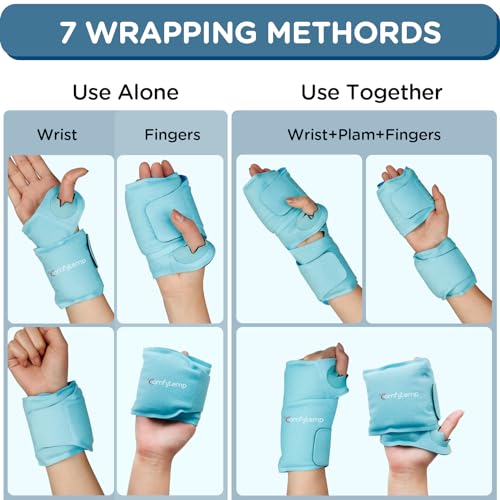 Comfytemp Wrist Ice Pack Wrap Carpal Tunnel Relief Wrist Brace, 2 Packs - color: Blue, size: 20"x4"
