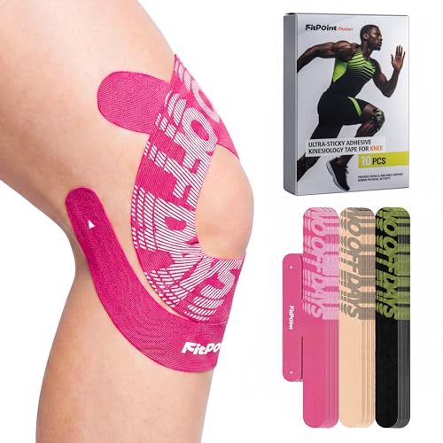 Kinesiology Tape for Knees 10 Pcs Ultra-Sticky Patella Knee Tape Pink - color: Pink