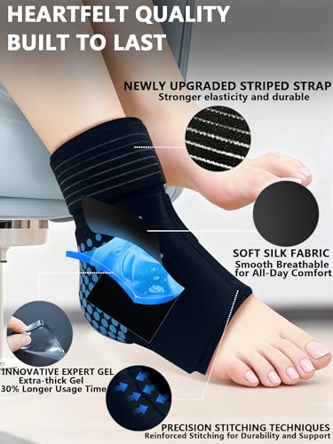 Ankle Ice Pack Wrap,Flexible Cold Therapy for Foot Pain Relief - color: Black, size: Medium