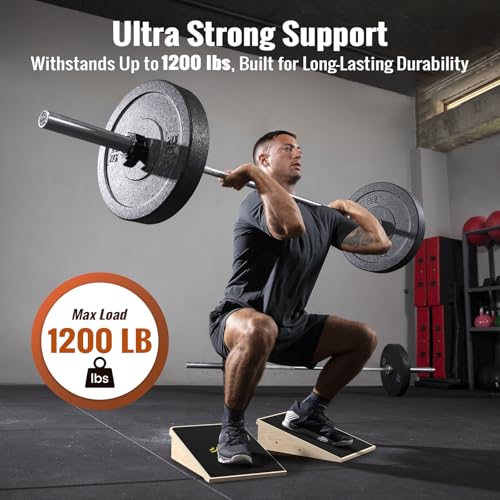 Sportneer Squat Wedge, 1200LB Wooden Heel Elevated Board for Squats - size: 15°