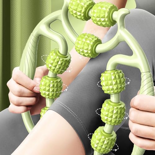 9 Wheels Muscle Roller, Leg Massager Muscle Relaxation Stretching Roller Foam Roller Deep Tissue Massager for Thigh Arms Leg Waist(Green) - color: Green