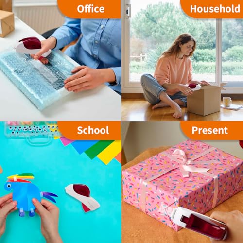 Eagle Automatic Tape Dispenser, Handheld & Portable Design, Office Tape Gun, One-Handed Operation with Safety Blade for Office, Home, DIY or Packaging (Includes 2 Free Tapes) (White) - color: White