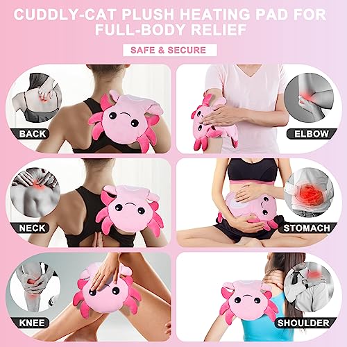 Microwave Heating Pad for Period Cramps Pain Relief, 16"×12", Pink Axolotl - size: Pink Axolotl