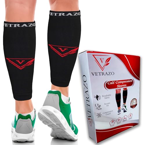 Calf Compression Sleeve – Leg Compression Sleeve for Men & Women – Black Support Sleeves for Sports, Travel & Recovery ,Splints, Pain Relief ,Varicose Veins, Nursing, Pregnancy and Running - size: Medium