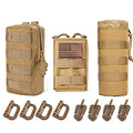 Upgraded Sports Water Bottles Pouch Bag, Tactical Drawstring Molle Water Bottle Holder Tactical Pouches, Travel Mesh Water Bottle Bag Tactical Hydration Carrier - color: Tan-3Pouch