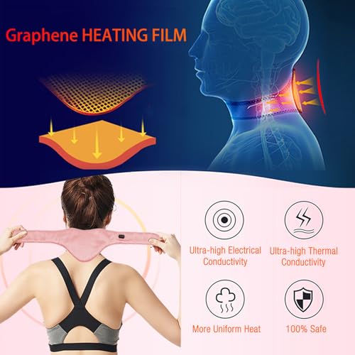 Neck Heating Pad, ARRIS Small Portable Heated Neck Wrap with Adjustable Time and Temperature Control, USB Powered Neck Pain Relief, Stiffness Relief or Postoperative Recovery Pink - color: Pink