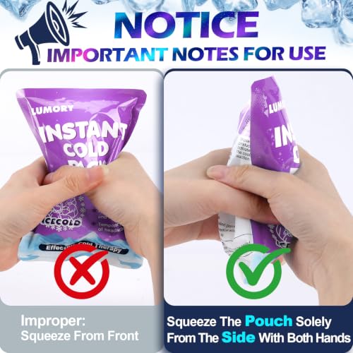 50 Pack Instant Ice Cold Pack 4"×6",5 Colors Disposable Ice Packs - size: 50P