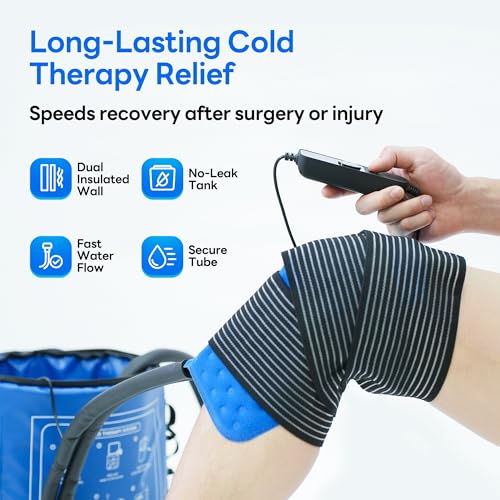 KONGZEE Ice Machine for Knee After Surgery, Cold Therapy Machine Portable Cooling Universal Cold Packs System for Pain Relief/Knee/Shoulder