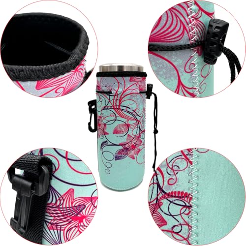 Wanty Neoprene 20 Oz Insulated Water Drink Bottle Cooler Carrier Cover Sleeve Tote Bag Pouch Holder Strap for Climbing Cycling and Running Outdoor Activities (Campanulaceae) - color: Campanulaceae