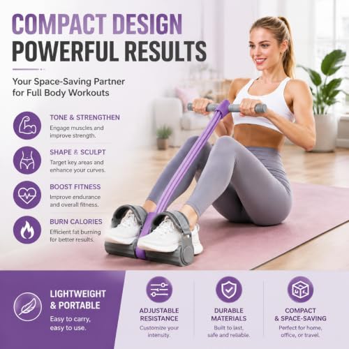 Adjustable Foot Pedal Resistance Bands with Handles - color: Purple
