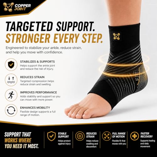 CopperJoint Adjustable Ankle Brace, Strap Support for Running and Sports - size: Small