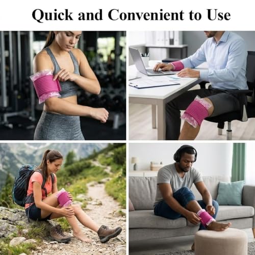 6 Pack Ice Pack Extension Straps - 35"x3" Elastic Wrap for Hot & Cold Packs - color: Pink