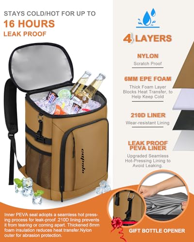 Capolo Cooler Backpack Insulated Leak Proof for Women Men Soft Cooler Bag - color: Yellow, size: 36 Cans