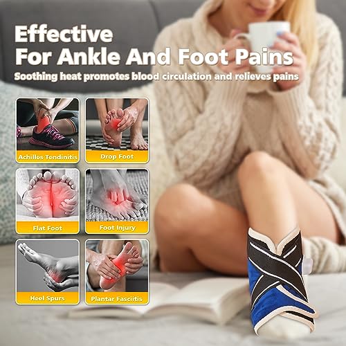 JOBYNA Heating Pad for Ankle, Upgrade Electric Heated Ankle Wrap for Ankle Pain Relief and Plantar Fasciitis Relief, 86℉-158℉ & 10-90mins Auto Shut Off (1 Pack)