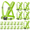 Reflective Vest - Running Vest Reflector, Reflective Running Vest with Safety Straps, High Visibility Reflector - color: P-20pcs Green