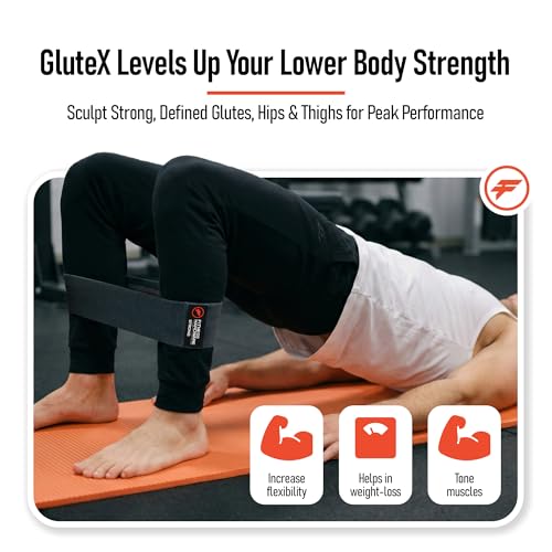 GluteX Resistance Bands 4 Pack for Women & Men, Non-Slip Fabric Booty Bands for Glutes, Legs & Hips, 4 Resistance Levels (Light/Medium/Strong/Heroic), Exercise Bands with Carry Bag